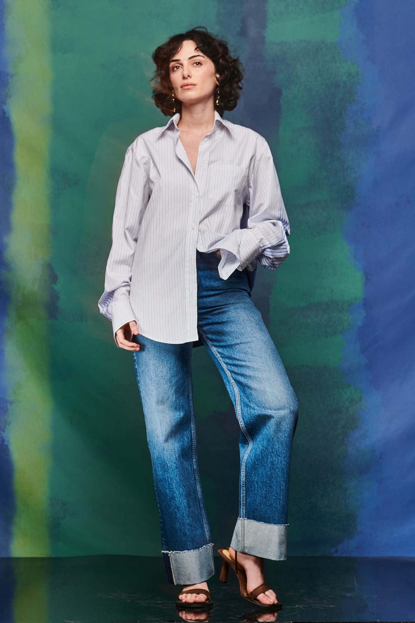 Wideleg Turn Up Jeans
