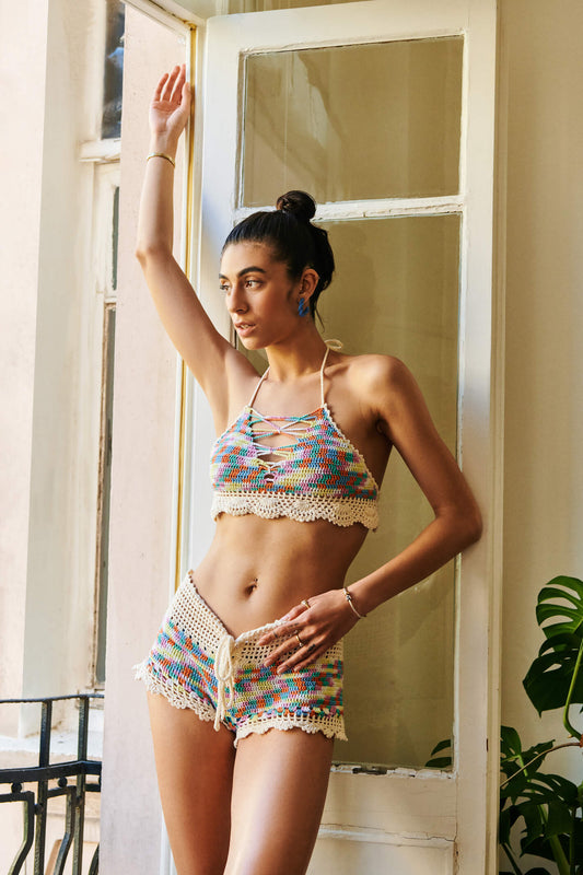 Multicolor Crochet Crop Top