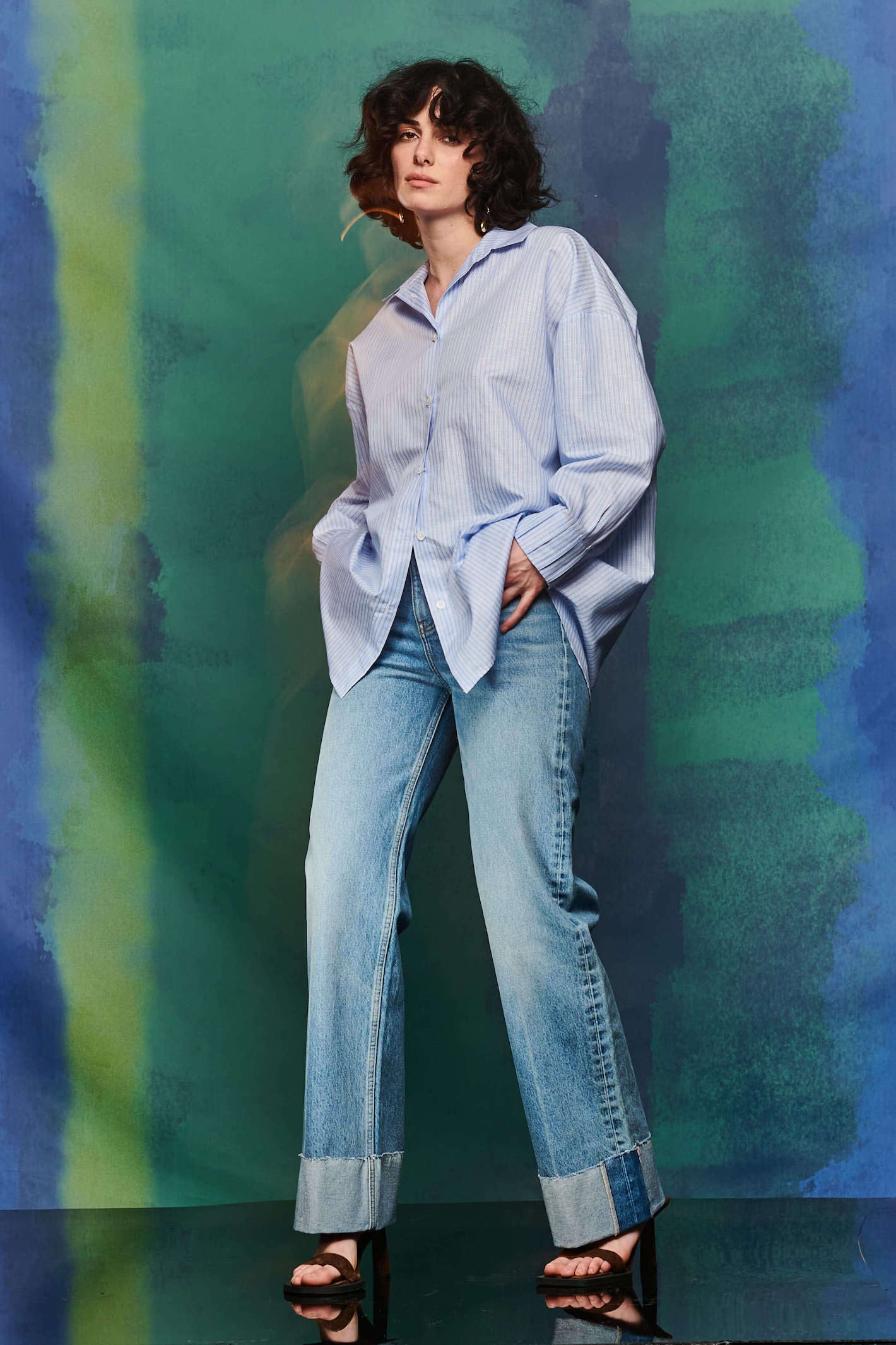 Wideleg Turn Up Jeans